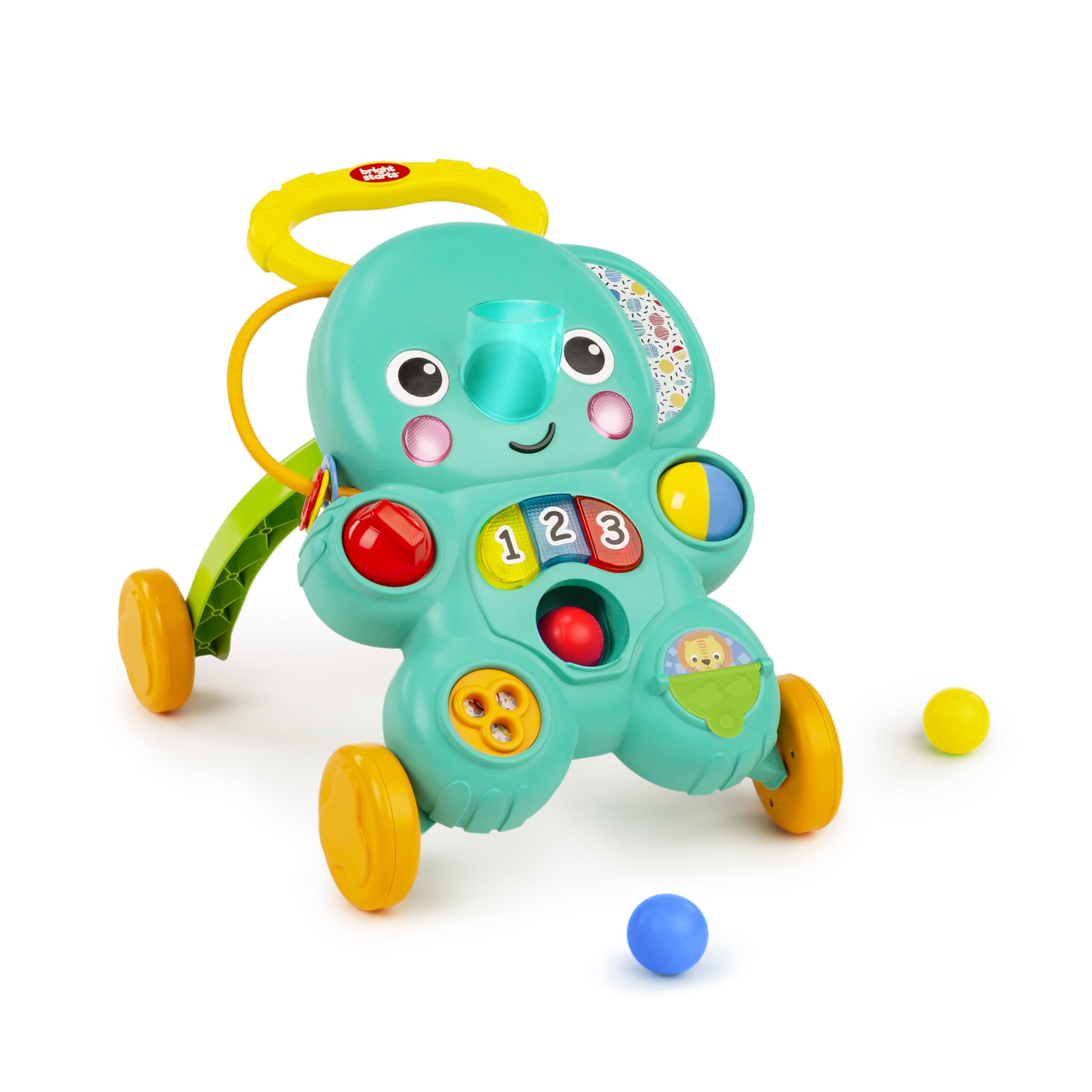 Bright Starts Stroll 'N Roll 2-in-1 Ball Play Walker - Elephant with Lights and Music, Unisex, 6 Months+