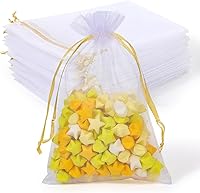 Vista 17 de Hopttreely 100 bolsas de organza transparentes premium, bolsas de regalo para bodas blancas, bolsas de joyería de 4 x 4.72 pulgadas para fiestas