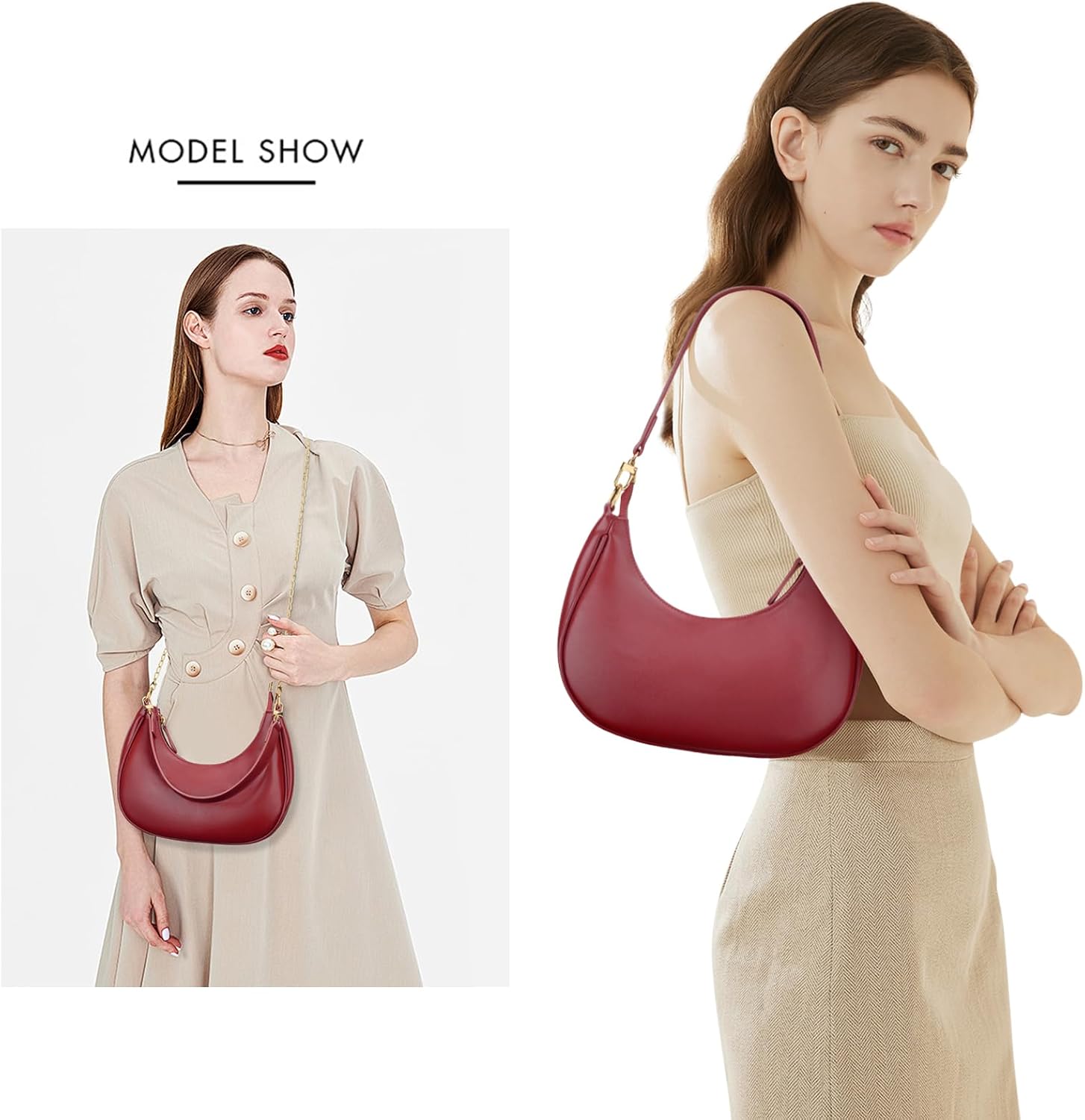 KKXIU Shoulder Bag for Women Small Purse Cute Clutch Hobo Handbag Trendy Crescent Bag - Image 2