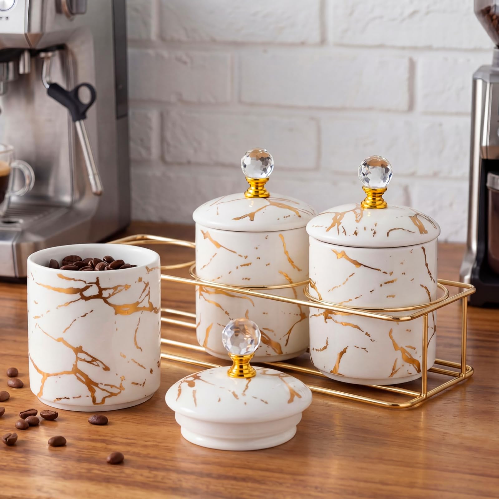Amazon.com: Yiyiring 3 Pcs Ceramic Coffee Canister Set with Lids