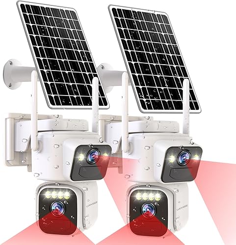 Cámaras para seguridad en el hogar con doble lente, cámara WiFi de 2.4G5G para exteriores inalámbrica alimentada por energía solar, alarma PIR,