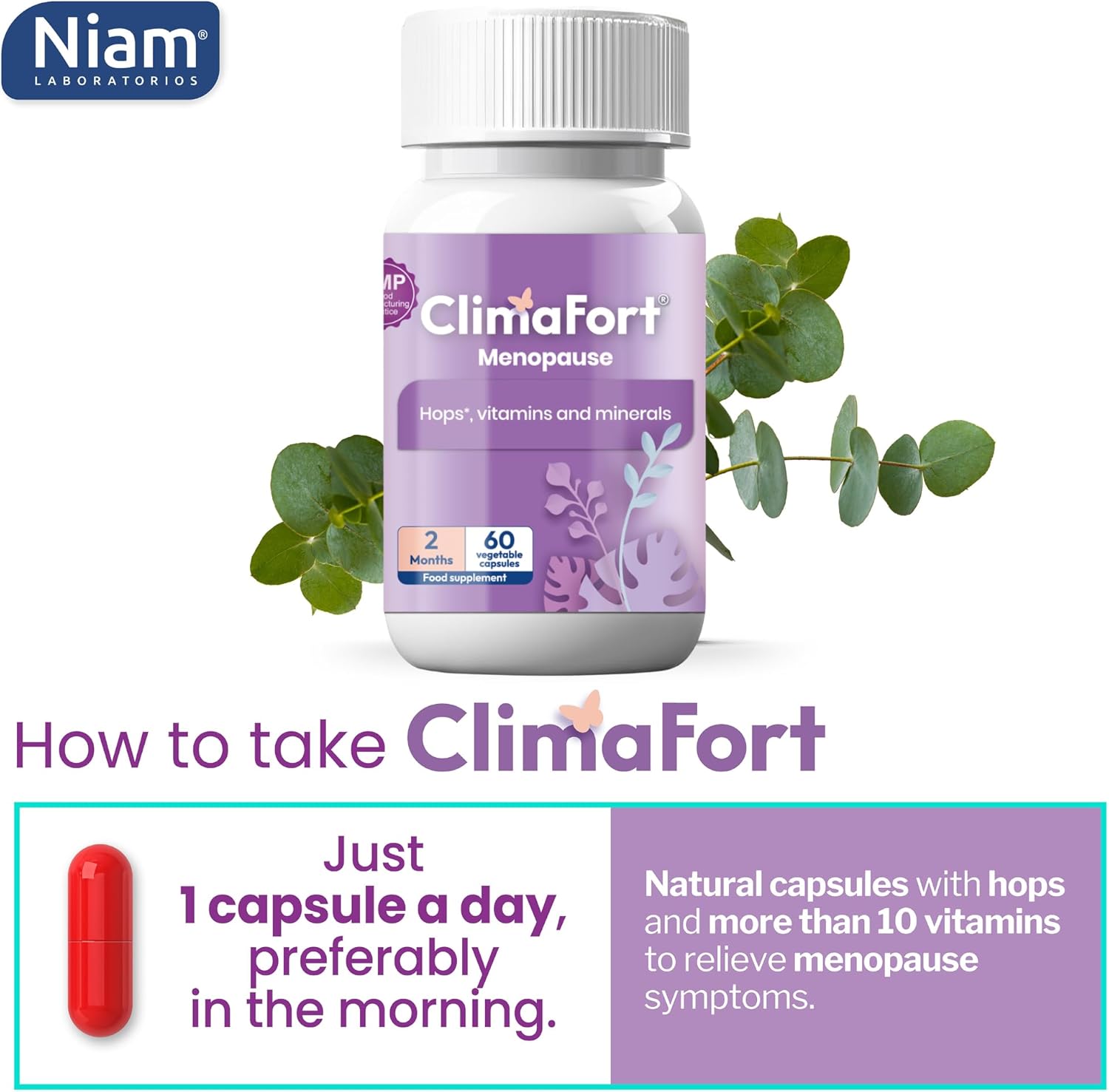 Climafort 60 Day Supply | Menopause Relief Pills | Natural Relief for Hot Flashes, Night Sweats, Mood Swings & Hormone Balance | Hops, Vitamins, and Minerals | 1 Capsule Daily - Image 6