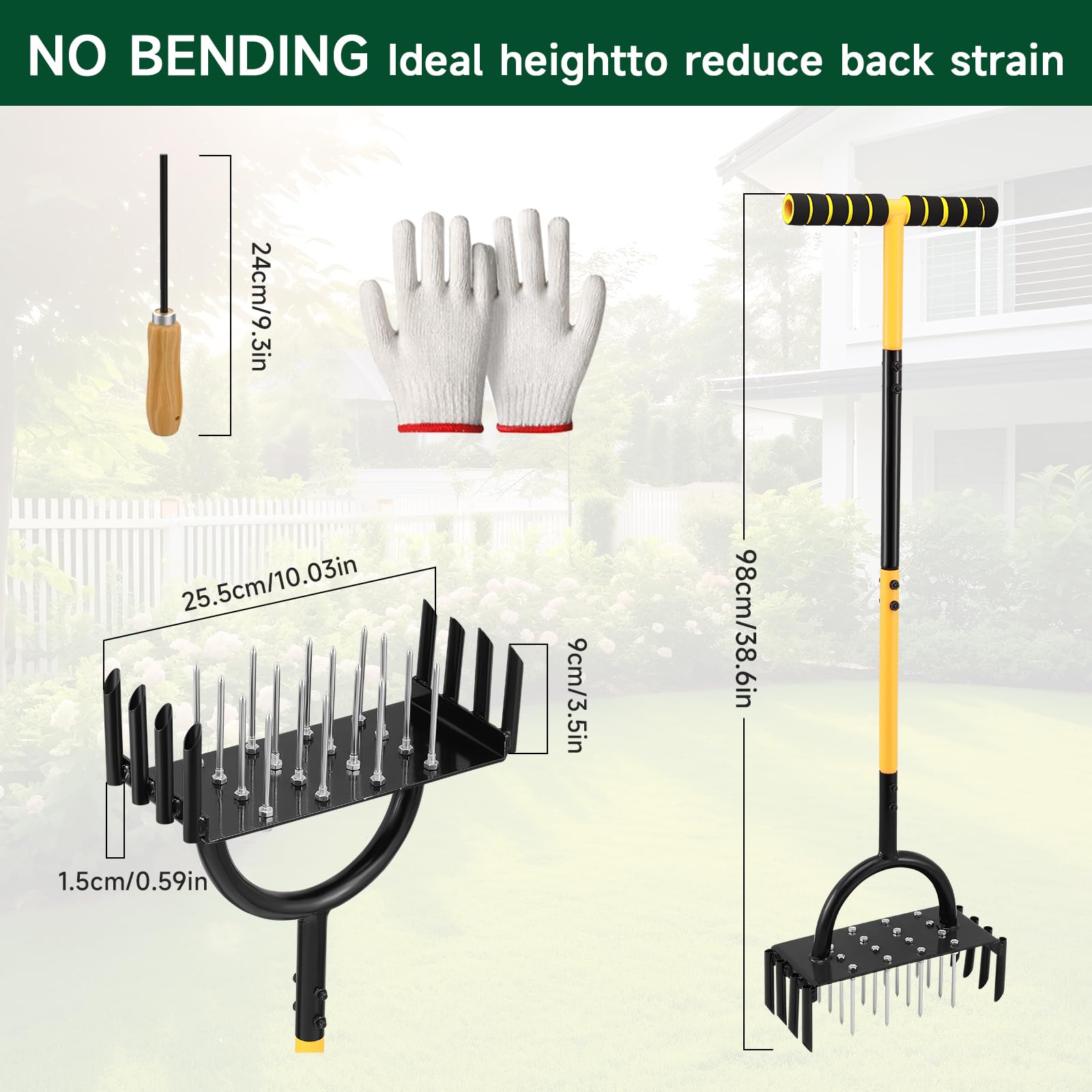 Aeratore Per Prato Manuale - 16 Punte In Acciaio, Comodo E Anti Fatica - Foto 5