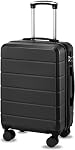 YOETEY 22x14x9 Transporter des bagages pour les avions - Valises extensibles en coquille dure pour voyager, léger, TSA Verrouillage (noir, 20 De pouce)
