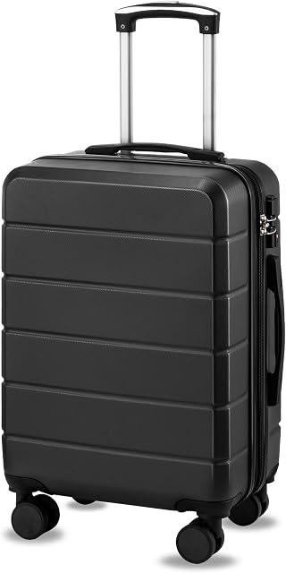 YOETEY 22x14x9 Transporter des bagages pour les avions - Valises extensibles en coquille dure pour voyager, léger, TSA Verrouillage (noir, 20 De pouce)
