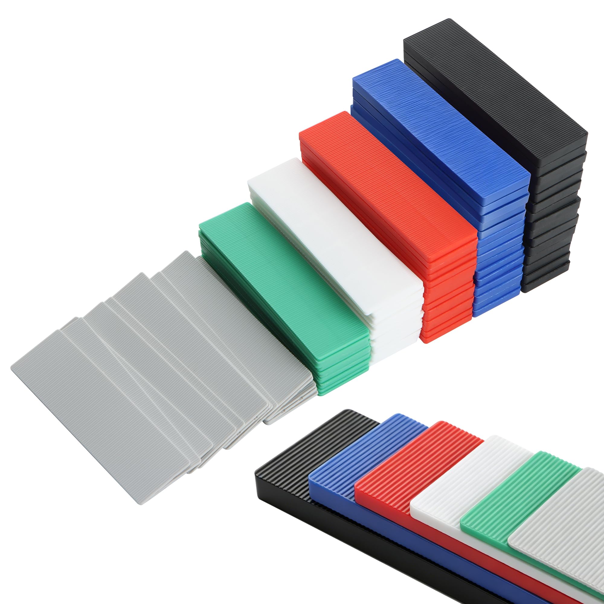 90 Pezzi Spessori in Plastica, Blocchi Distanziatori Piatti, Distanziatori per Piastrelle Vetri Finestre e Porta (1-6 mm - 6 colori)