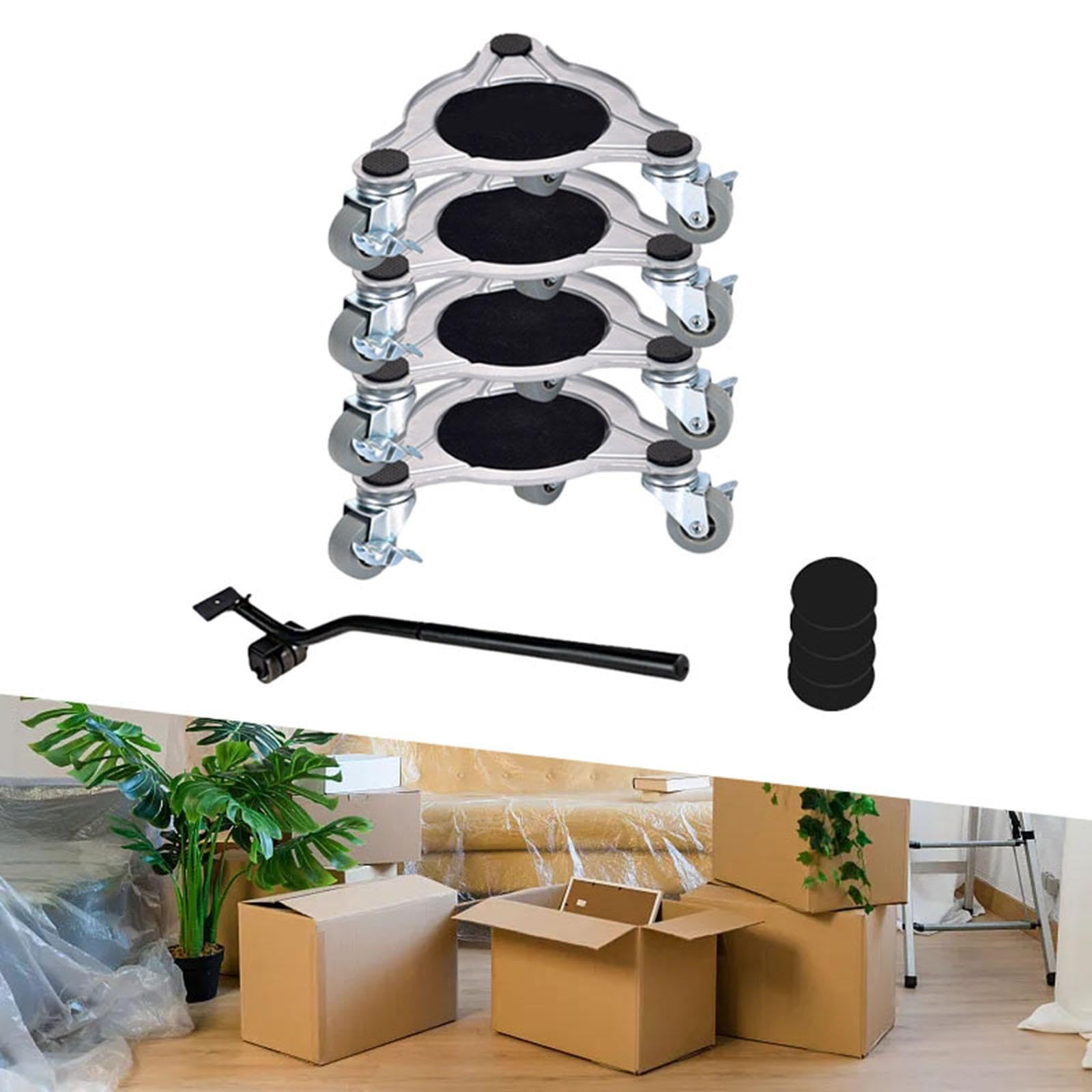 Homyl 9 Stück Möbelheber Möbeltransporter Möbelgleiter Möbelroller Aus Kohlenstoffstahl mit 360 Grad Rädern Rutschfester Konstruktion Und Leichter Handhabun, 19 cm x 5.5 cm