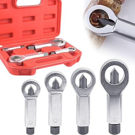 Jeu De 4 Extracteurs De Boulons (craquelins) 9-27 Mm - Outil Pour écrous Ronds Ou Endommagés - Acier Allié