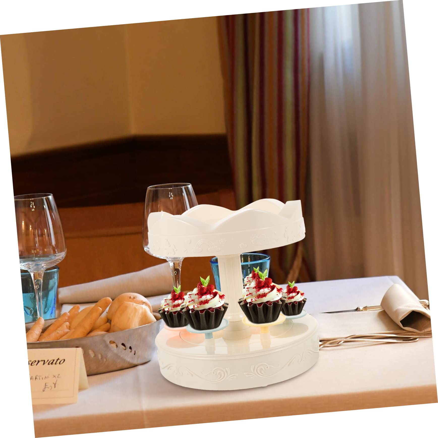 Automatic Rotating Dessert Display Rack Multi Purpose Cake Macaron Holder for Parties Weddings Events Design for Home Decor and Celebrations