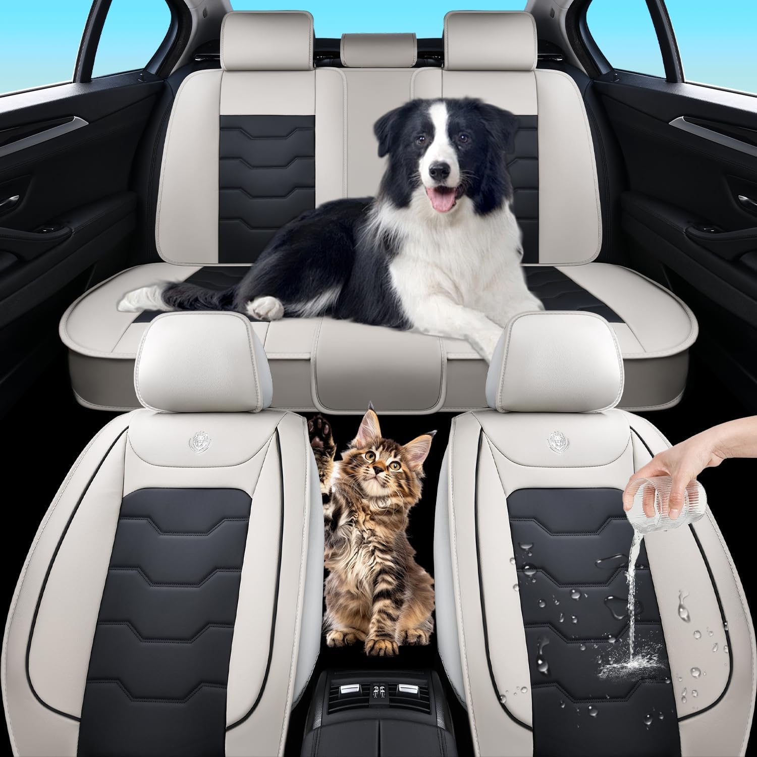 for Toyota Corolla 1997-2026 Car Seat Covers, Gray Car Seat Covers, Waterproof Faux Leather, 5 Piece Full Set, Wear Resistance, Easy to Clean and Install, Beautify Interior