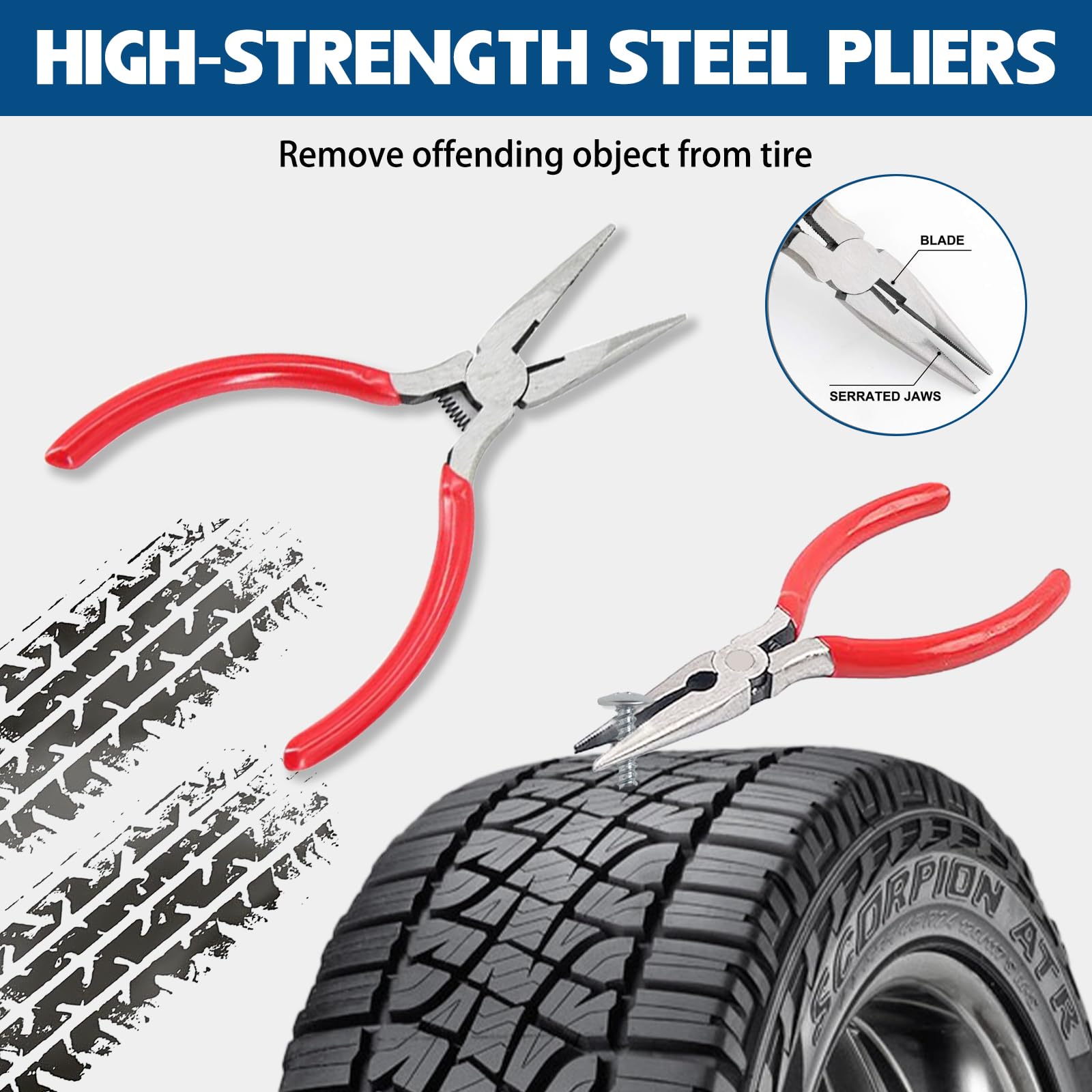 SUPERFA Car Tyre Plug Repair Kit, Heavy Duty Car Tyre Puncture Repair Kit with 20Pcs Repair Plugs - Image 3