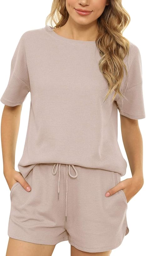 Pyjama Court Femme été Aseniza - 2 Pièces Coton/élasthanne - Short Et Haut Imprimé - Taille élastique - Confortable