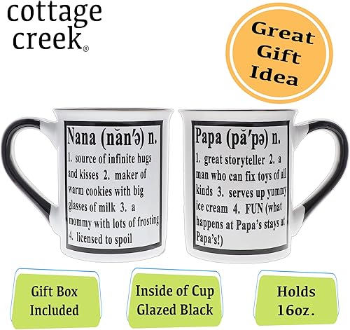 Miniatura 3 de Cottage Creek Juego de tazas de Nana and Papa, tazas de definición para abuelos, tazas de café grandes de 16 onzas, regalo de anuncio de embarazo,