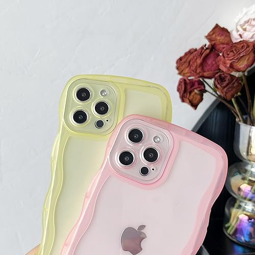 Miniatura 4 de Caseative Funda para iPhone 12 Pro Max, marco ondulado rizado de color sólido, transparente, suave, compatible con iPhone (azul, iPhone 12 Pro Max)