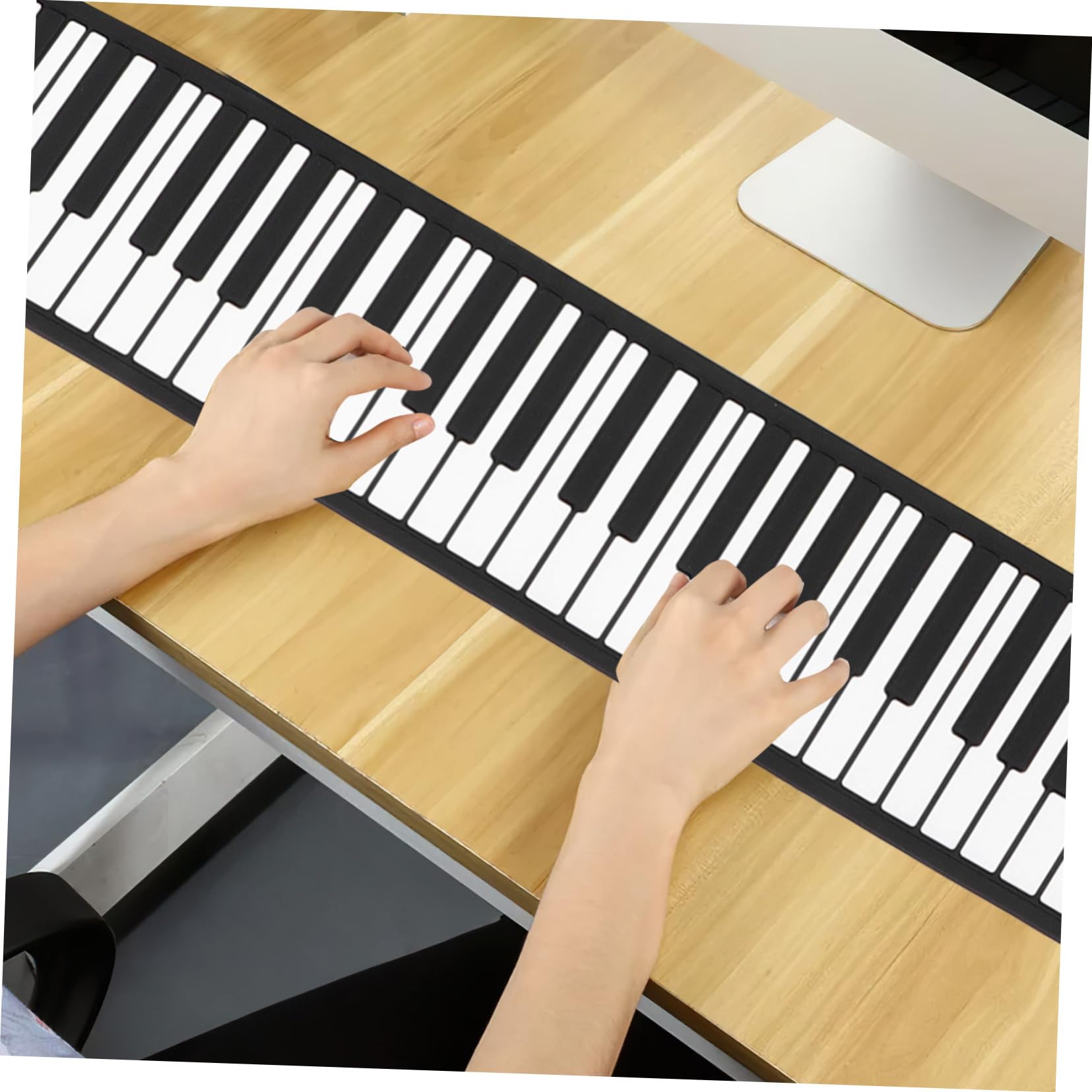 88-tasten Rolle Up Piano aus Silikon, Schwarz, Batteriebetrieben | Faltbar für Reise, mit Lautsprecher, USB Kabel im Lieferumfang, für Einsteiger