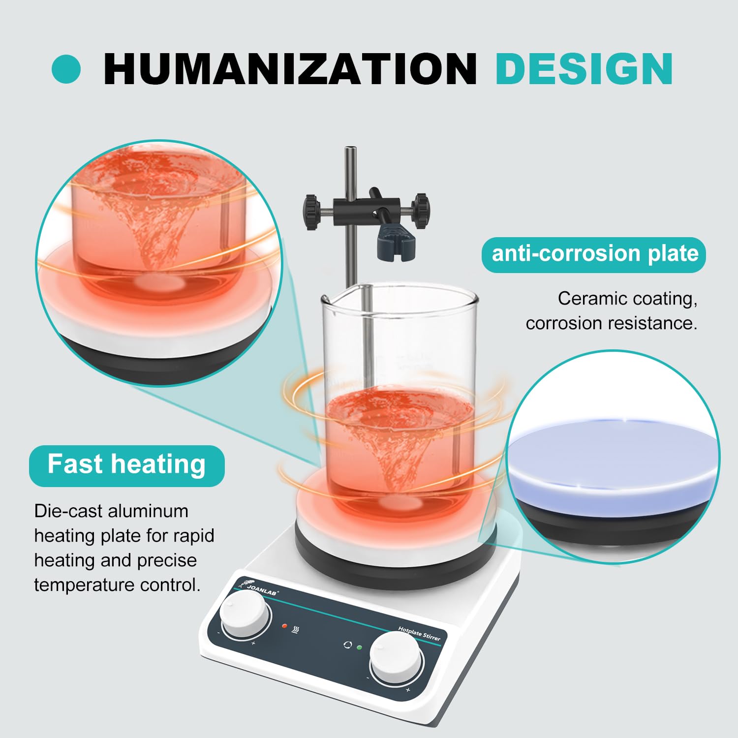 JOANLAB HS5 Magnetic Stirrer Hot Plate, 260°C, 200-1500RPM, 3L — Amazon image 5