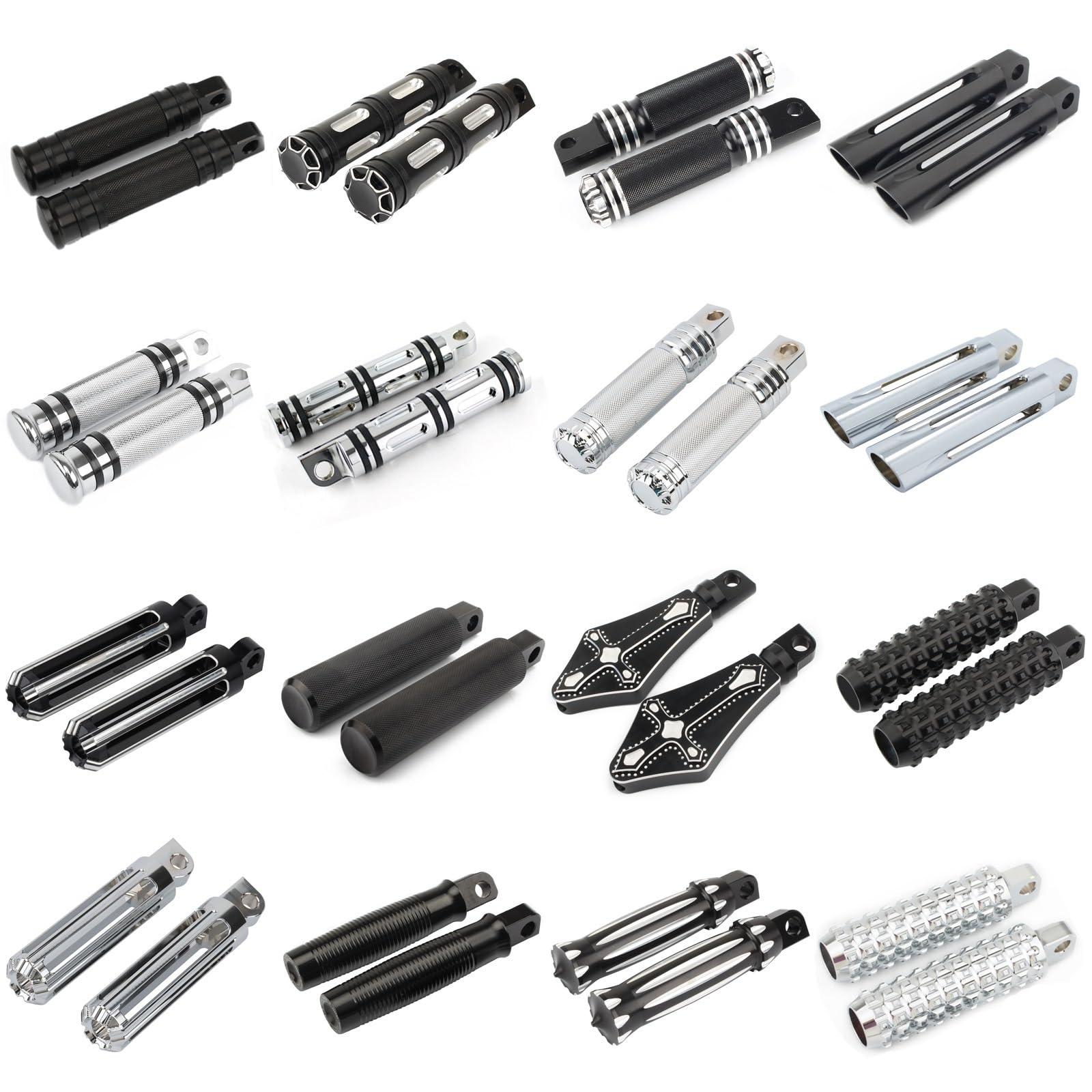 Estriberas Moto Pedal del reposapiés de la clavija del pie trasero delantero de la motocicleta de montaje macho ReposapiéS Para Moto (Color : Black White D)