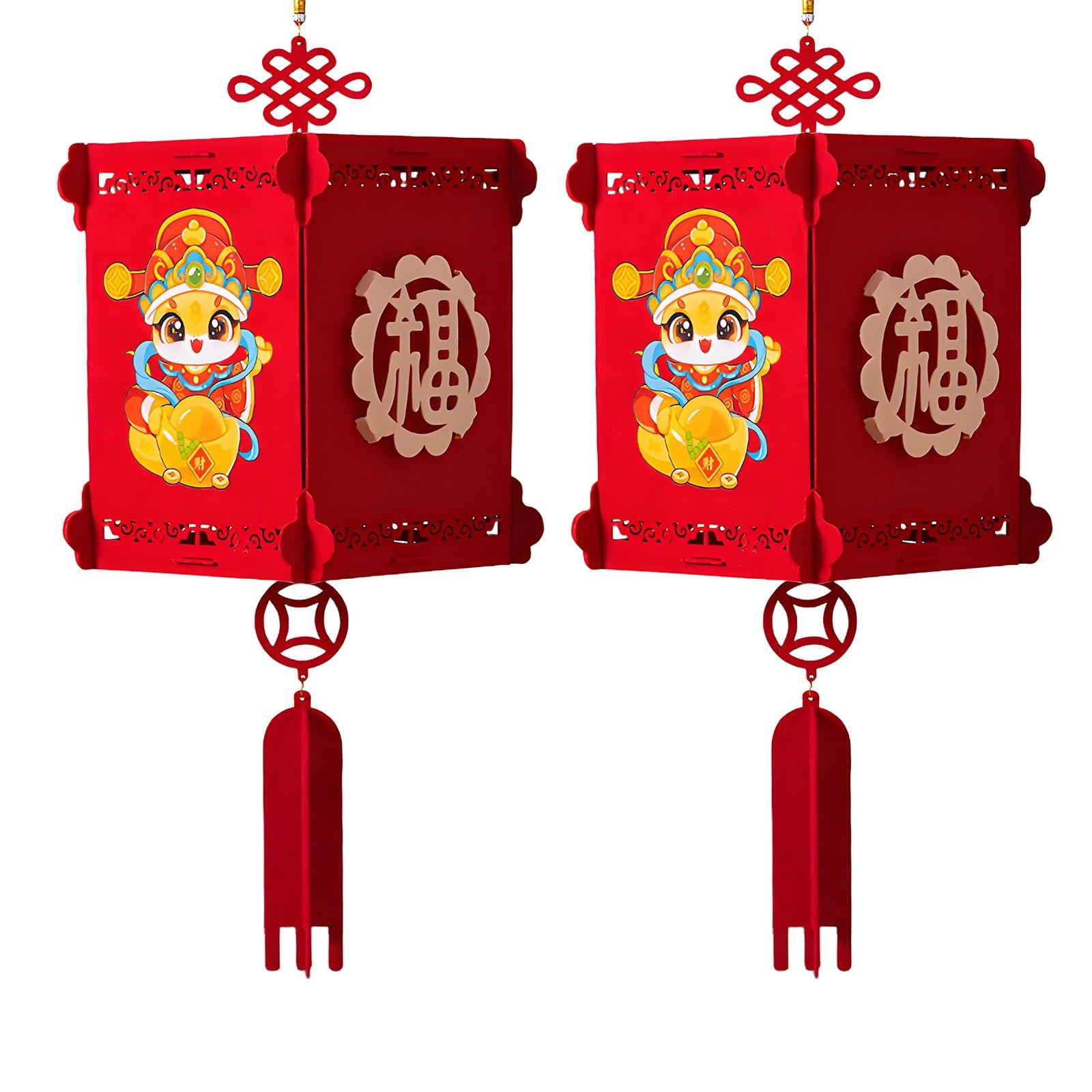 ROHCGHC chinese-style lanterns, Exquisite Chinese Snake Year Lanterns, Novelty New Decorations, Red Non-woven Fabric Lantern(E)