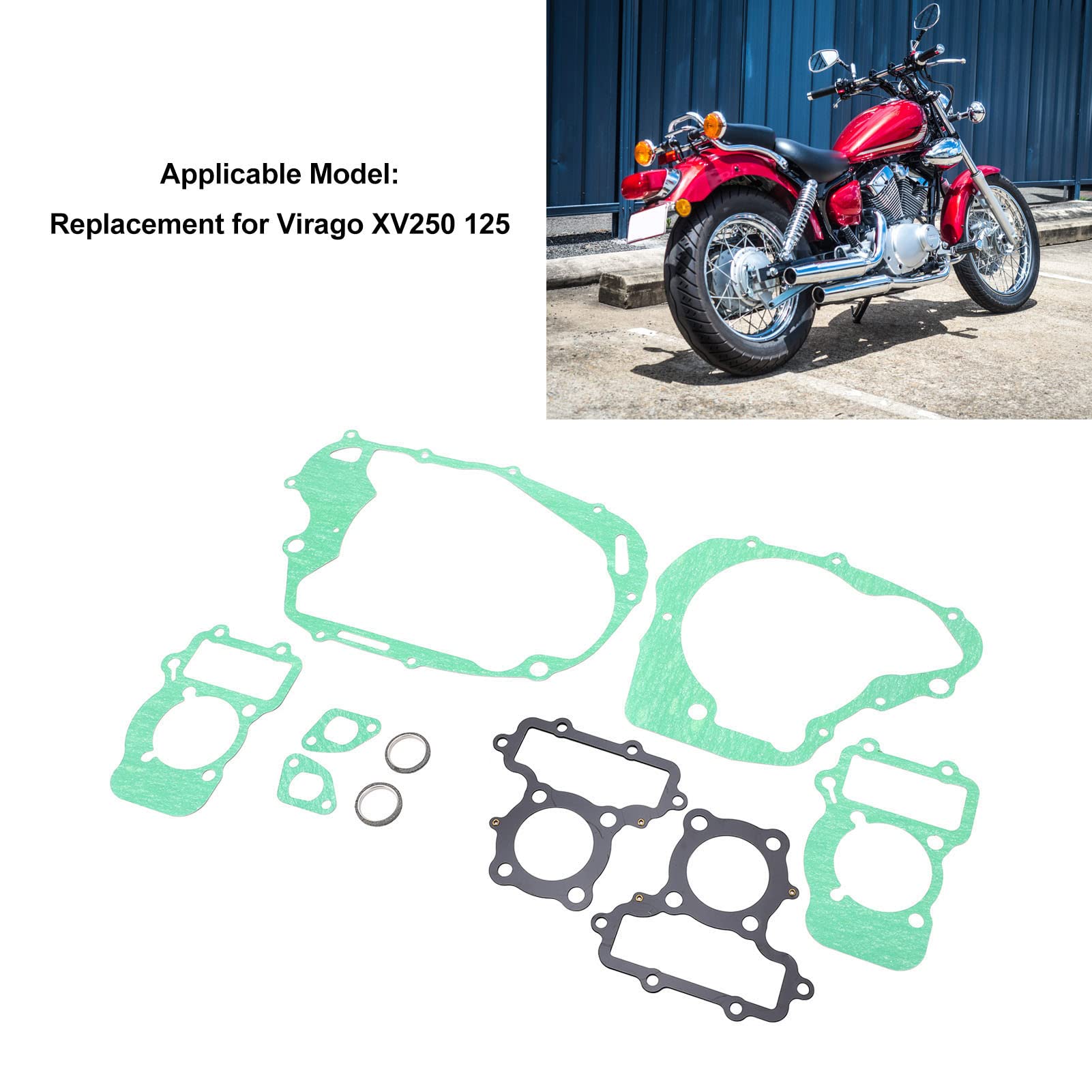 Joint de Culasse, 10 Pièces de Remplacement de Jeu de Joints de Moteur de Moto étanche pour Virago XV250 125