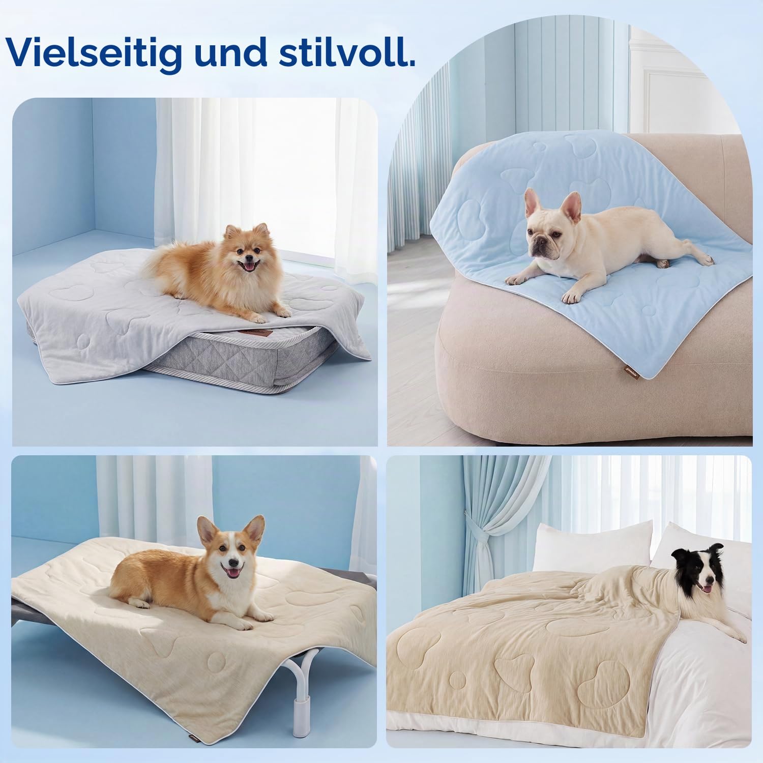 ZOMISIA Kühldecke für Hunde Q-MAX>0.4 – Prämie Sommer Selbstkühlend Kühlmatte für Große Hunde 127 x 102 cm, Waschbare Hundekühlmatte, Graue Kühlende Decke für Sofa Hundebett, Zuhause & Unterwegs