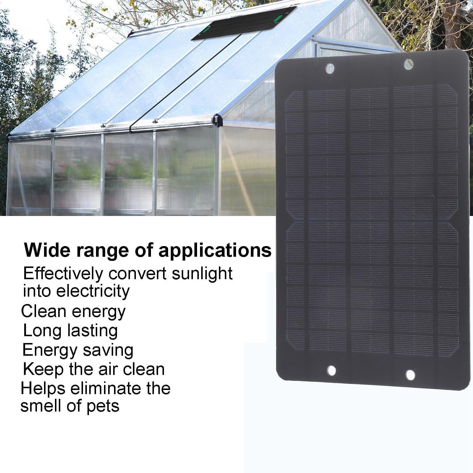 Kit de Ventilador Panel Solar 10W 800mA, Extractor circulación Aire Dual, Equipo ventilación para Exteriores, Ventilador Aire Escape con Cable alimentación 30cm Largo