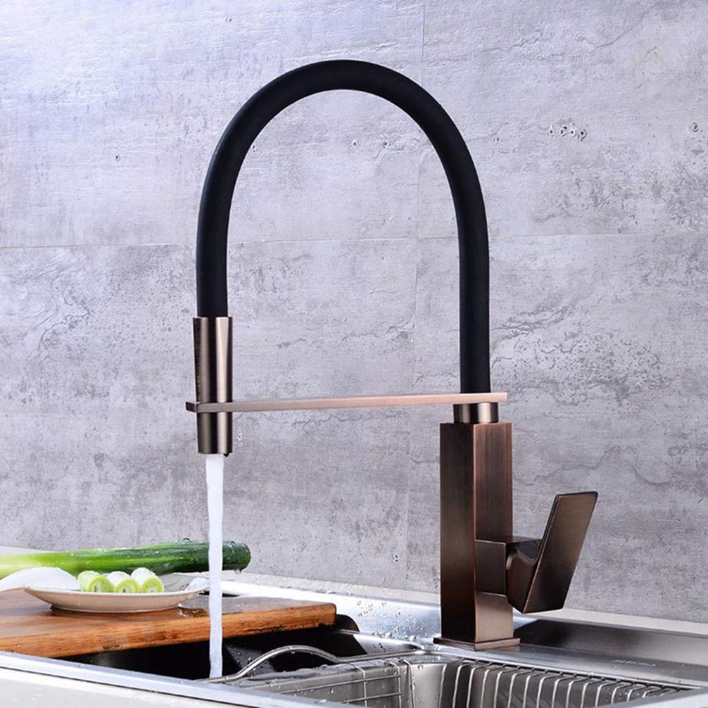 ZYCHSJXA Kitchen Faucets Black Bronze Tap Sink Crane Deck Mount Pull Down Sprayer Nozzle Torneira De Cozinha Mixer Water Taps,ORB