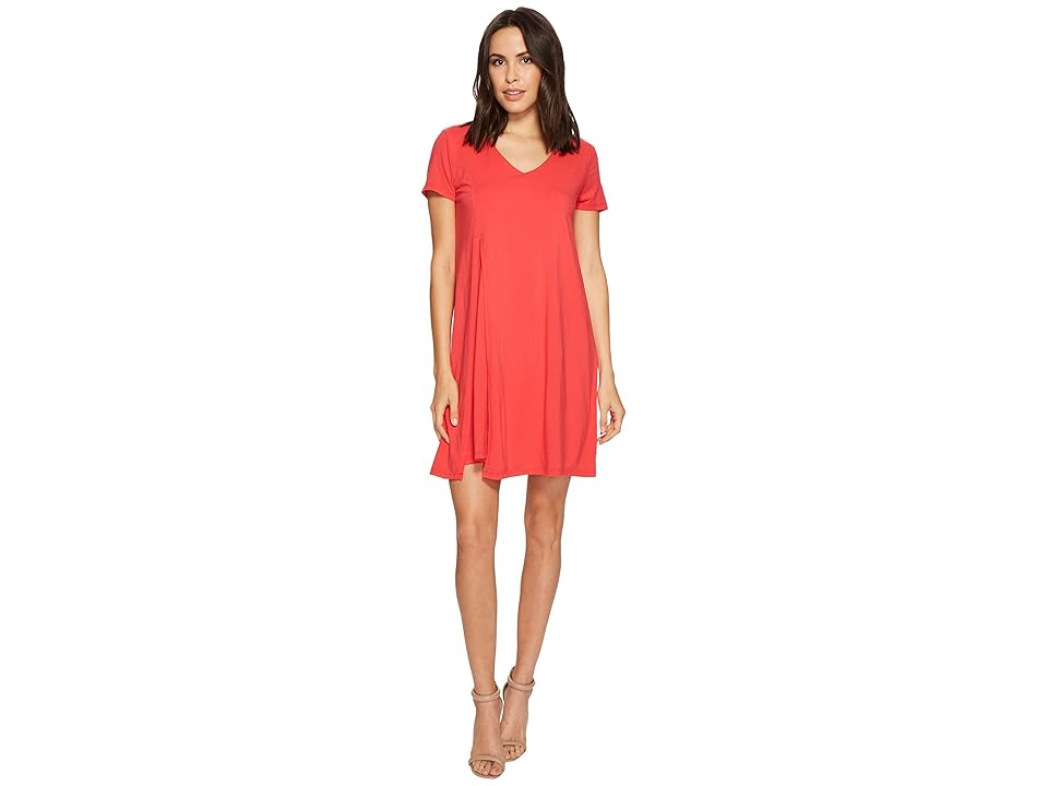 

Mod-o-doc Cotton Modal Spandex Jersey Slit Front T-Shirt Dress (Rose Red) Women's Dress