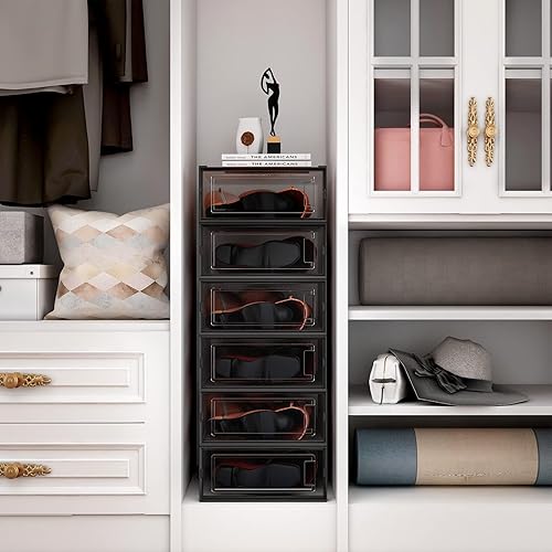 Miniatura 6 de PARANTA Caja de almacenamiento de 8 piezas para botas y zapatos, caja apilable de plástico transparente, organizador de zapatos que ahorra espacio