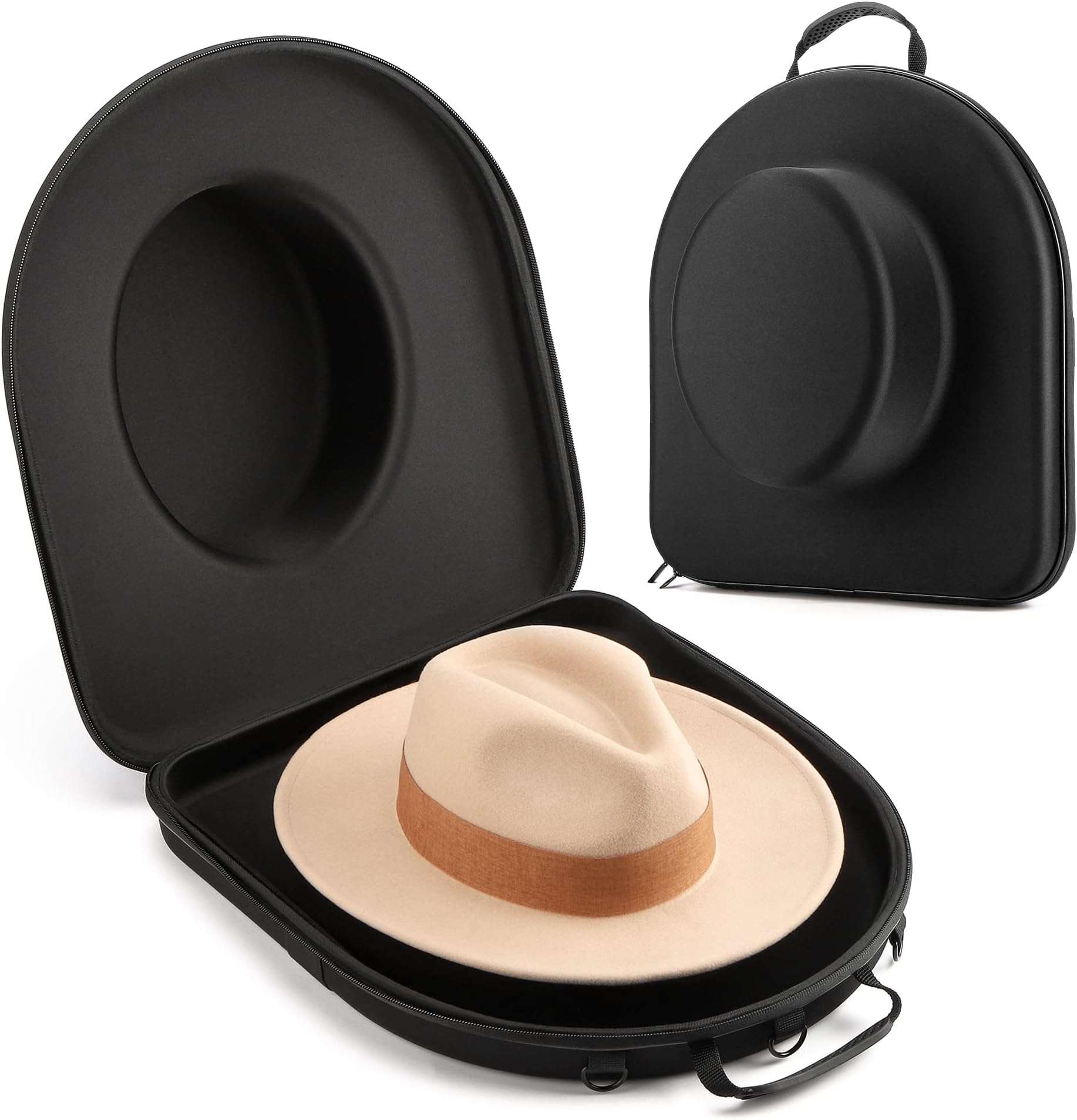 Hat Box Holder Case for Travel - Crush Proof Hat Travel Case for Mens Fedora Hats, Hard Travel Hat Box for Fedora Hat Storage, Hat Carrier with Adjustable Strap, Lightweight and Classy for Travel