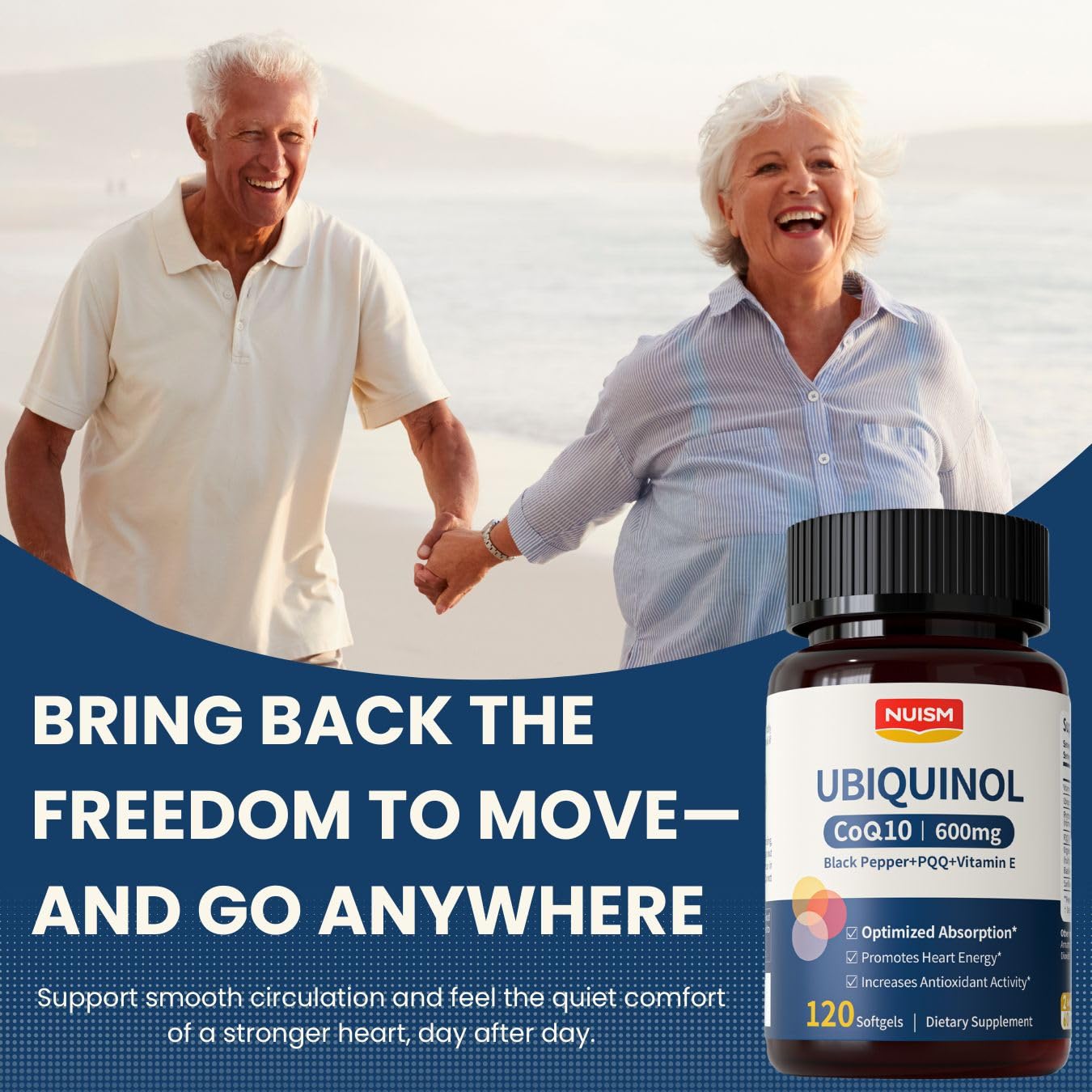 CoQ10 Ubiquinol 600mg Softgels, Coenzyme Co q 10 Supplement with Pqq Vitamins Black Pepper, Maximum Absorption Cq10 for Antioxidants, Vascular, Heart Health, Cellular Energy C0q-10 120 Count — Amazon image 6