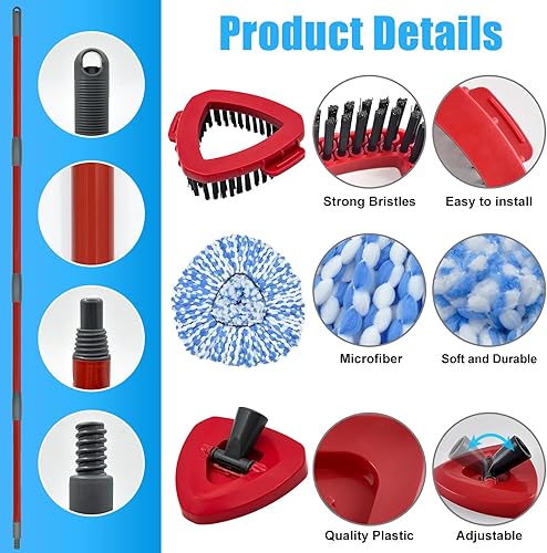 Miniatura 4 de Repuesto de fregona para Ocedar, mopa para O Cedar, mopa de repuesto para mopa O Cedar Spin Mop Contiene 4 secciones de mango de fregona, 2