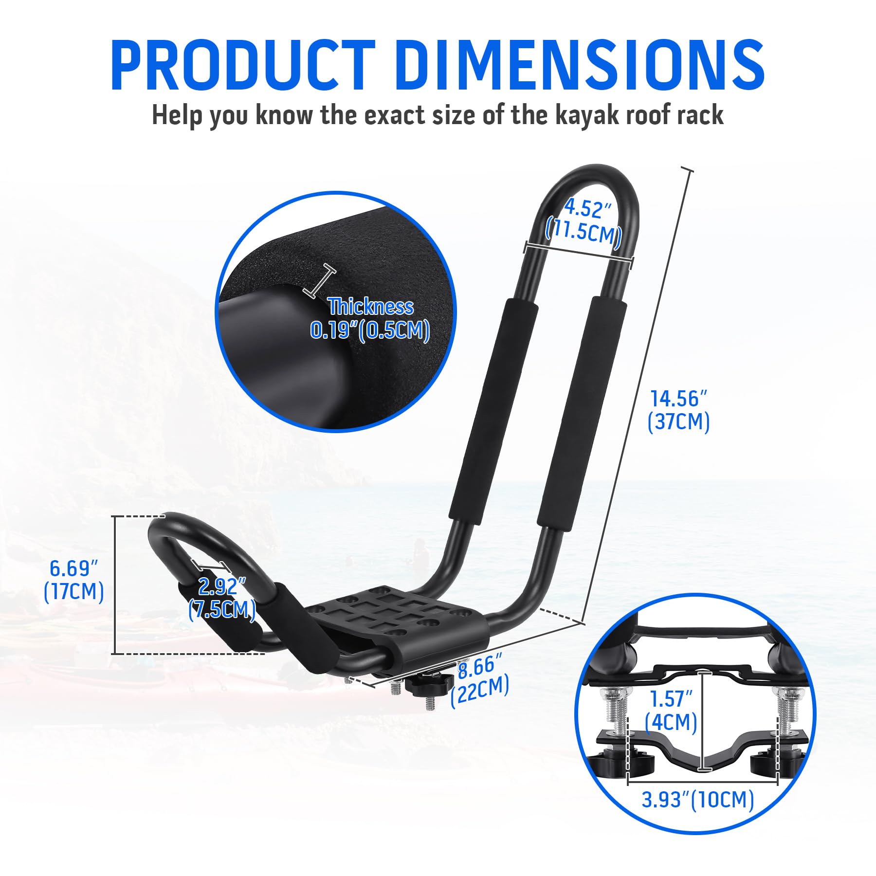 2 stück Universal Auto Kajakhalter Bootsträger Auto Dach Bootshalterung Dachträger Kajak Stütze Universal J bar Dachträger Halter für Kajak und Skibrett
