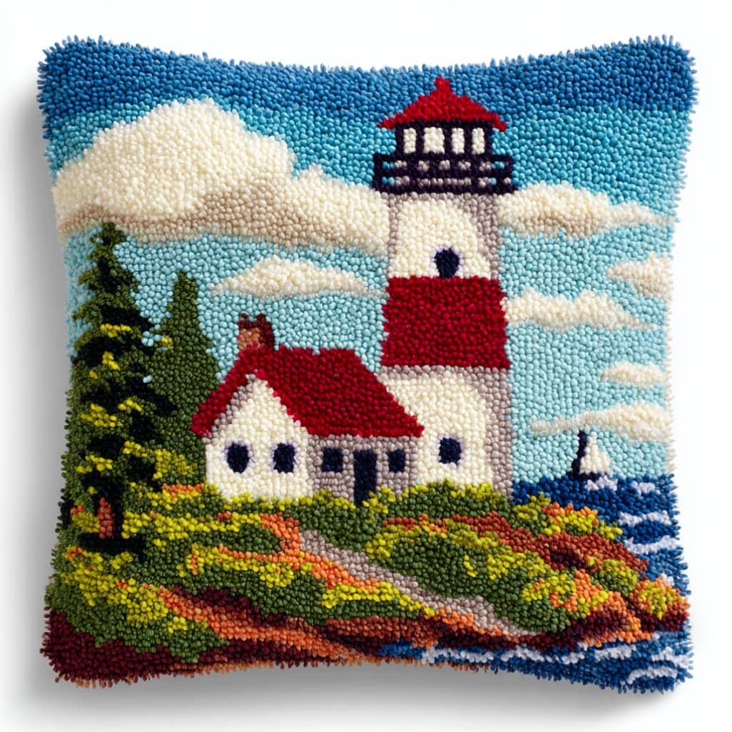 AxiangziK DIY Latch Hook Pillow Kits for Adults,Lighthouse