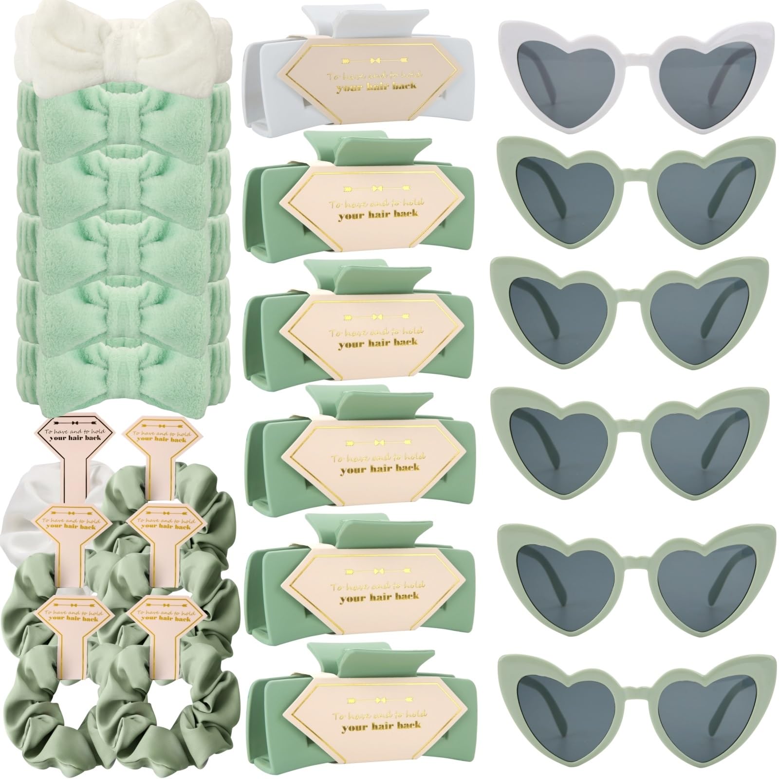 Tethzeng Bridesmaid Scrunchies Proposal Gifts square 4.1inch Bachelorette Hair Claws Clips women heart sunglasses headband gift for Wedding Party