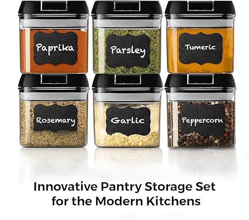 Miniatura 5 de Shazo 6 recipientes herméticos de almacenamiento de alimentos, recipientes de plástico transparente sin BPA para aperitivos y especias con tapas de