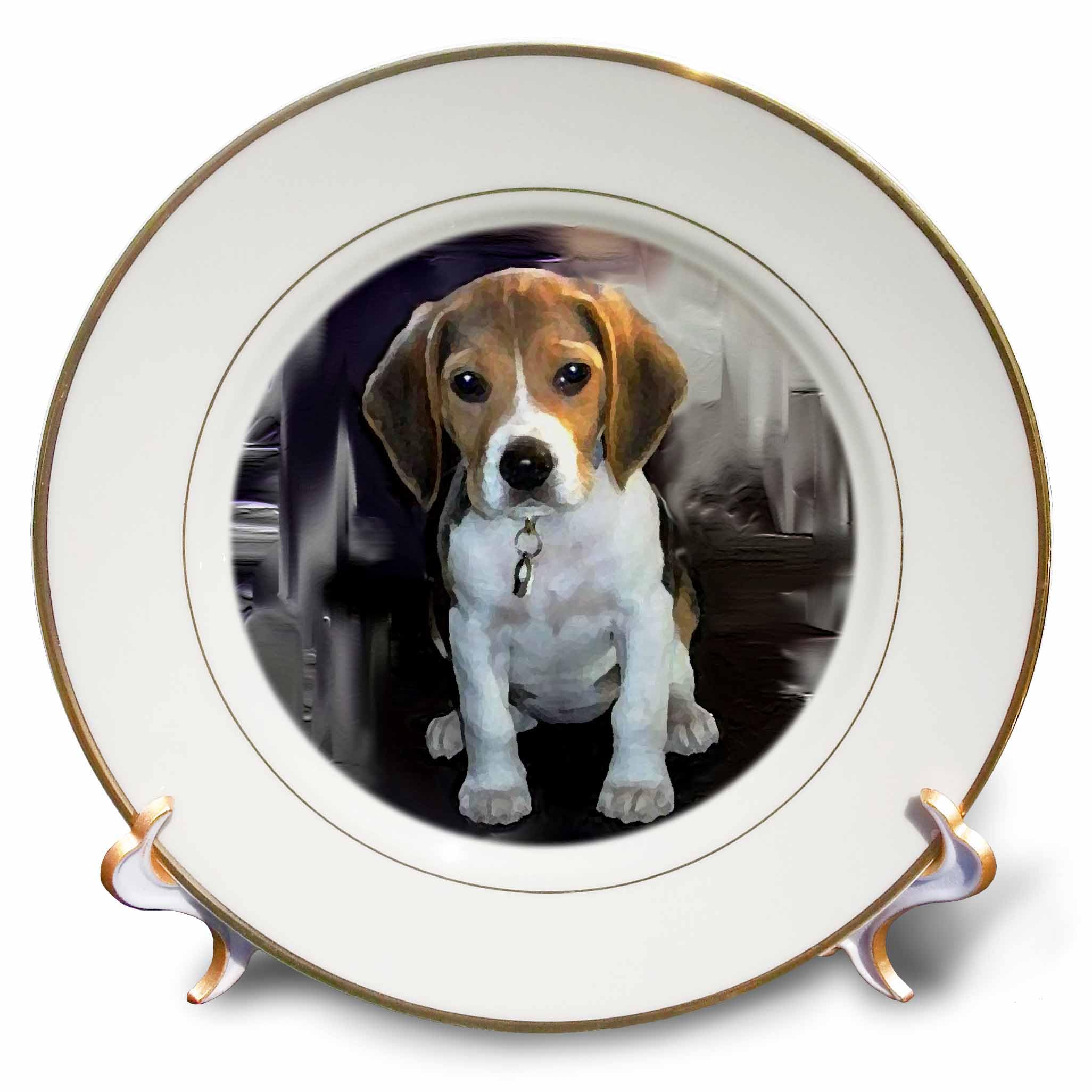 3dRose cp_4021_1 Beagle Porcelain Plate, 8-Inch