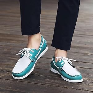 Amazon | [PUZU] デッキシューズ メンズ 通気性 革靴