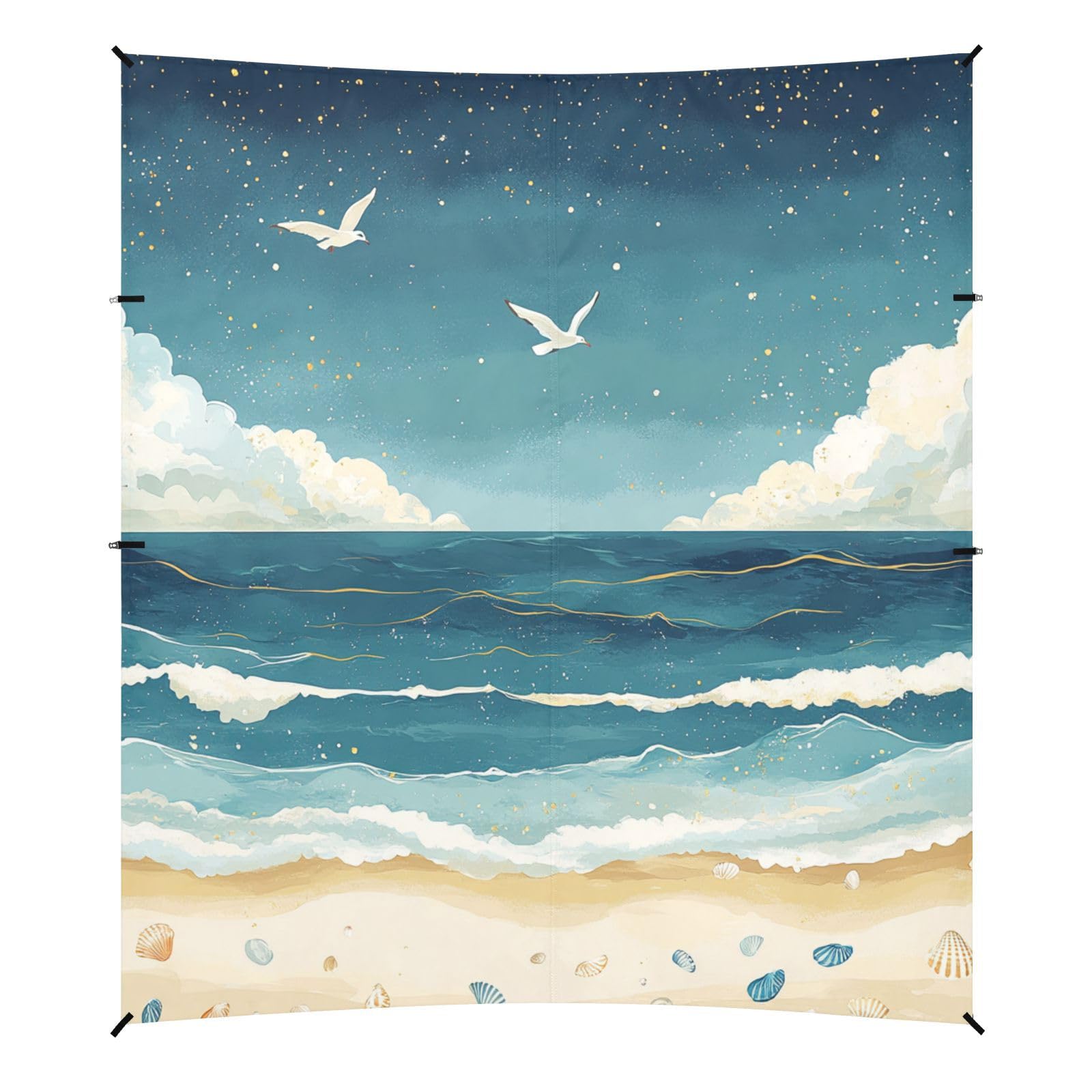 Pare-soleil portable étanche UPF50+ avec sacs de sable et pelle pour camping, pique-nique, jardin