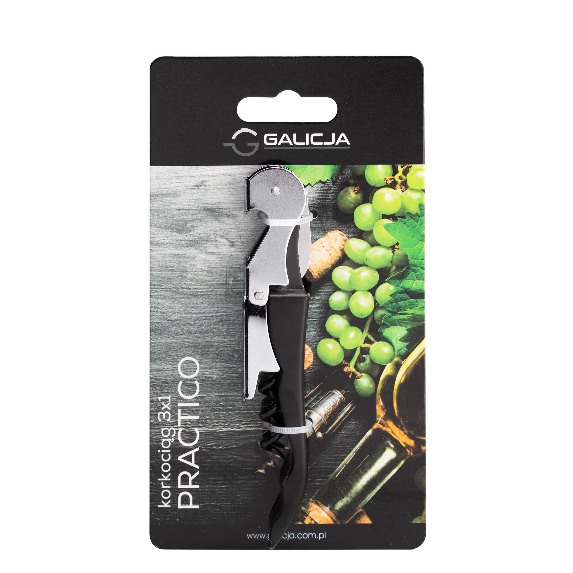 Sacacorchos 3 En 1 Galicja - Con Abrebotellas Y Cutter - Acero Inoxidable Y Plástico, Práctico Para Hogar