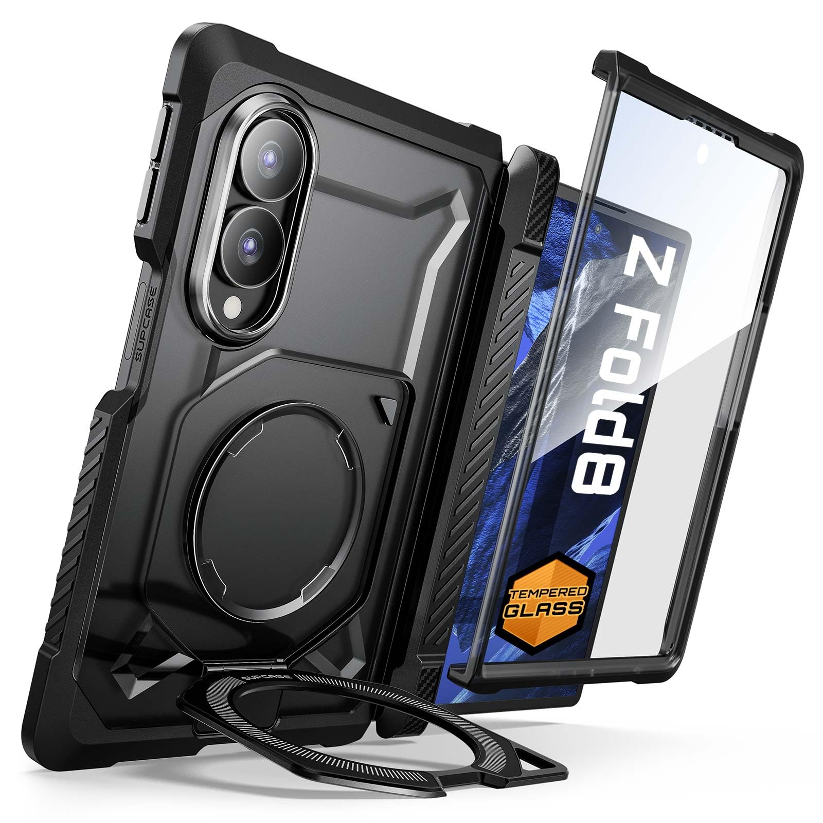 SUPCASE for Samsung Galaxy Z Fold 8 Case with Fixed Stand (UB Grip), [Compatible with MagSafe] [Built-in Screen Protector] [Hinge Coverage] [Anti-Slip Grip] Full Body Protective Phone Case, Black