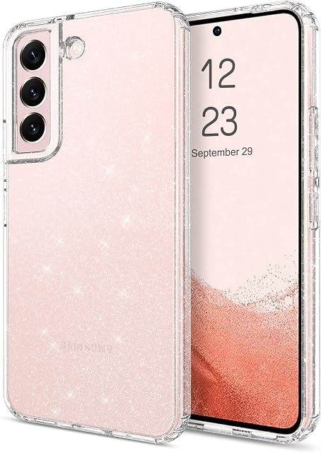SouliGo Samsung Galaxy S22 Plus Case Clear Glitter Bling Sparkly Shiny Sparkle Soft Flexible TPU Cover Women Girls Slim Protective Shockproof Phone Case for Samsung S22 Plus 5G 6.6" 2022, Transparent