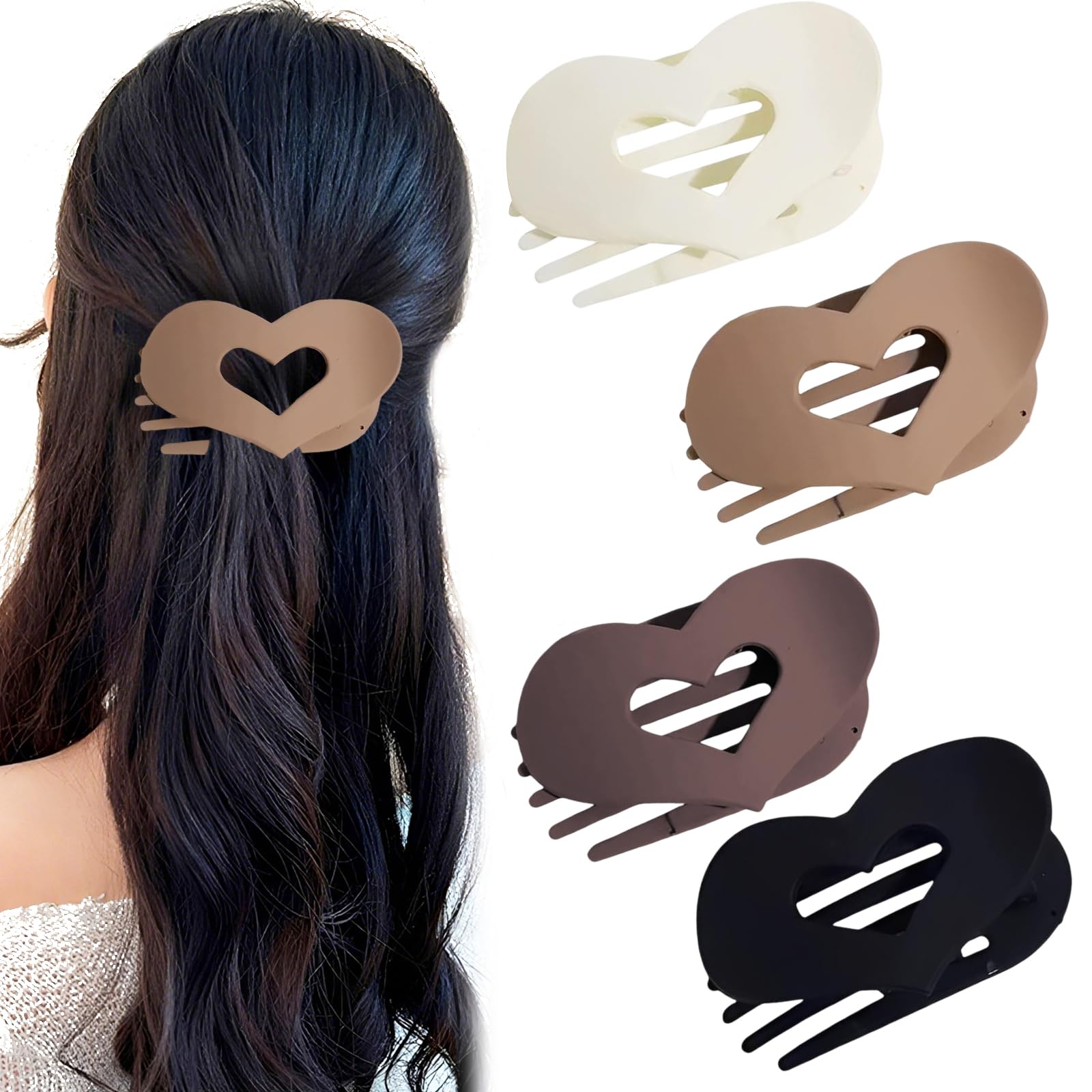 4 PCS Flat Hair Clips for Women,WideSmart Curved Design Duckbill Hair Clips for Lying,French Flat Round Clips for Thick or Thin Hair,Hair Accessories for Womens and Girls