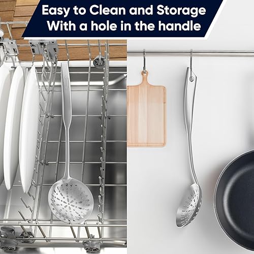 Miniatura 8 de Newness Batidor de huevo y cuchara ranurada, utensilio de cocina de acero inoxidable - Utensilios de cocina de acero inoxidable - Gadgets de cocina