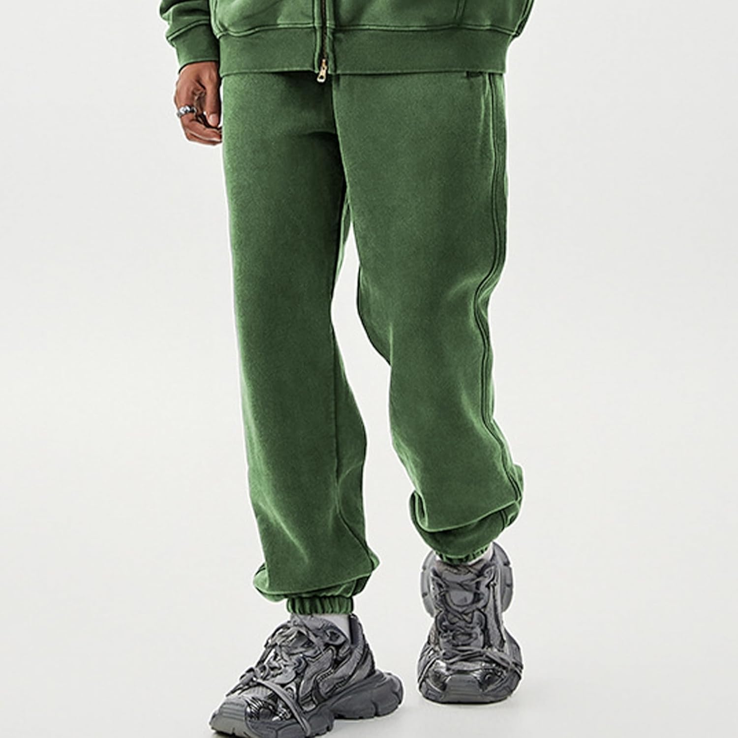 Men's Fleece Sweatpants Vintage Acid Wash Joggers Pants Casual Baggy Tapered Athletic Sweats with Pockets - Image 5