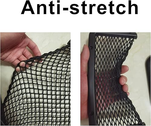 Miniatura 6 de 2 bolsillos de red de almacenamiento para automóvil, marco de plástico ABS de 3.1 x 7.8 pulgadas, red de almacenamiento de nailon para asiento