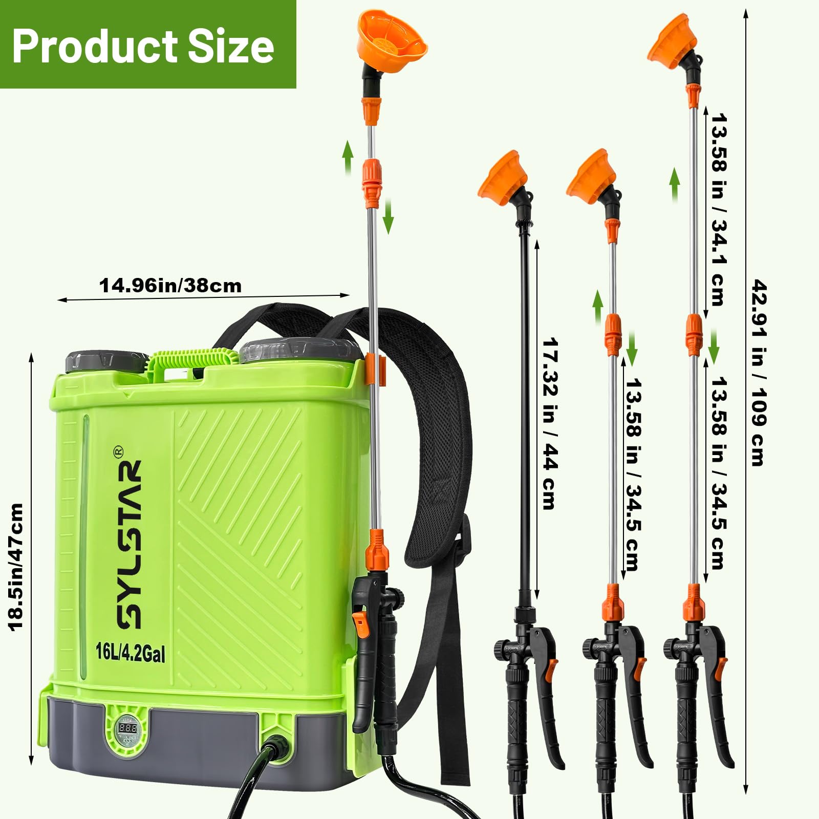 SYLSTAR Pulverisateur Electrique 16L, 7Bar Puissant Pulvérisateur de Jardin Compatible avec Makita 18V Batteries, 5 Buses Pulvérisateur à Dos, Vitesse Réglable pour Pelouse Cour(Chargeur Inclus)