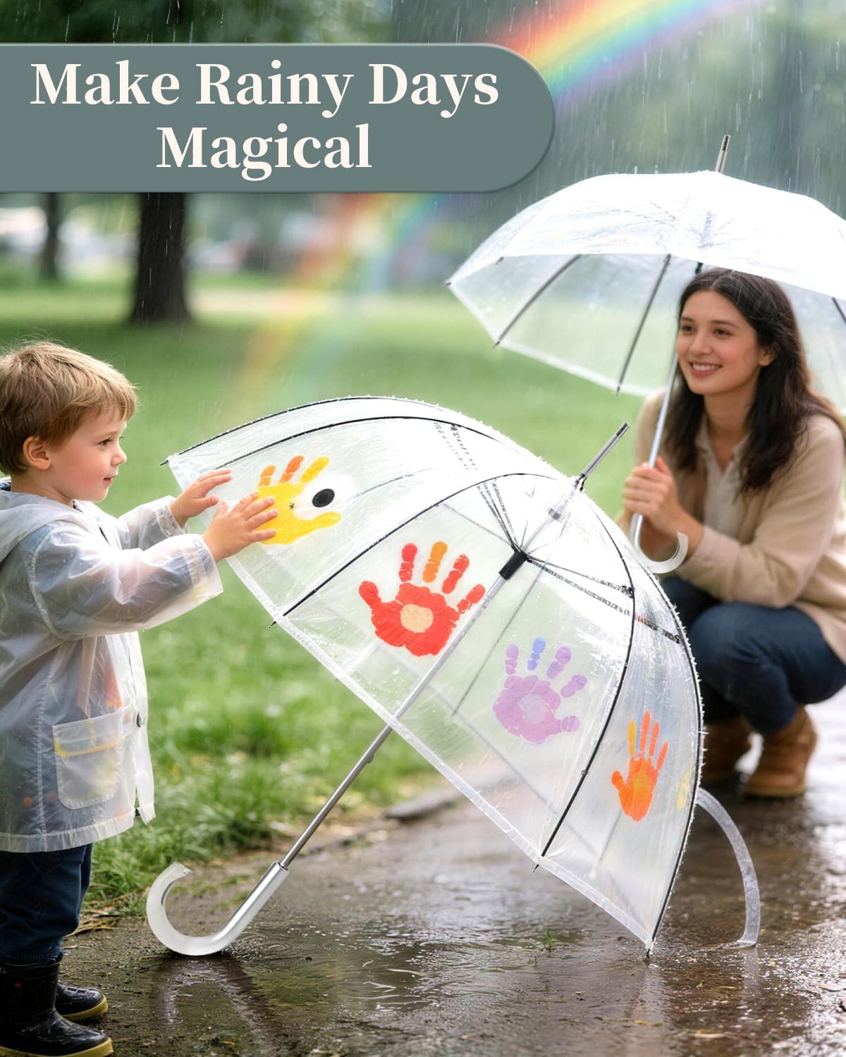 Clear Umbrella for Rain, Dome Bubble Umbrellas for Wedding, Windproof Transparent Umbrella with Large Canopy, Reinforced Fiberglass Frame & Aluminum Shaft, Lightweight for Prom & Outdoor Events