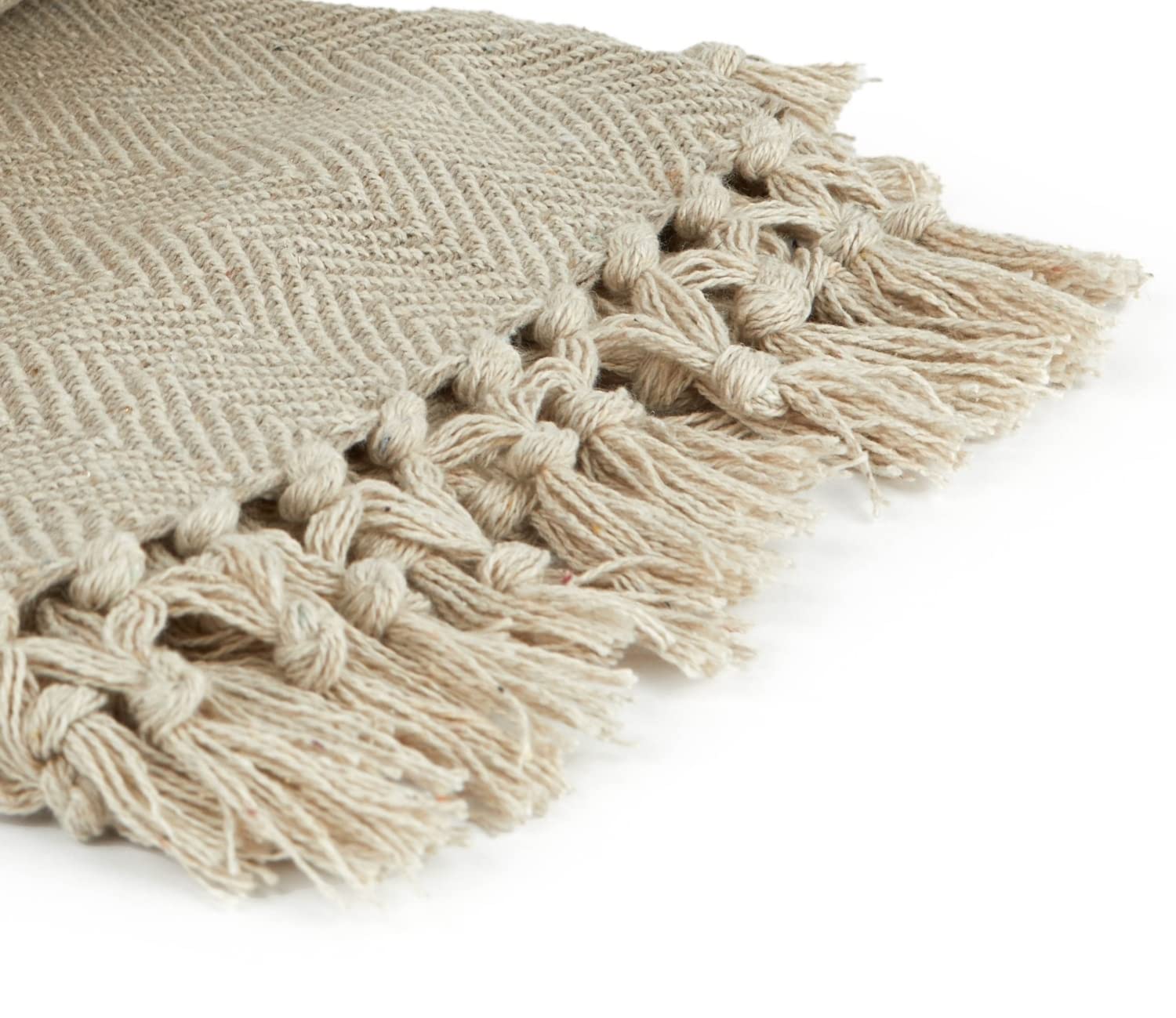 Emma Barclay Visgraat - Gerecycleerde Katoenen Patroon Stoel Sofa Setee Bed Gooi Over Deken in Rood - 70x100 (178x254cm