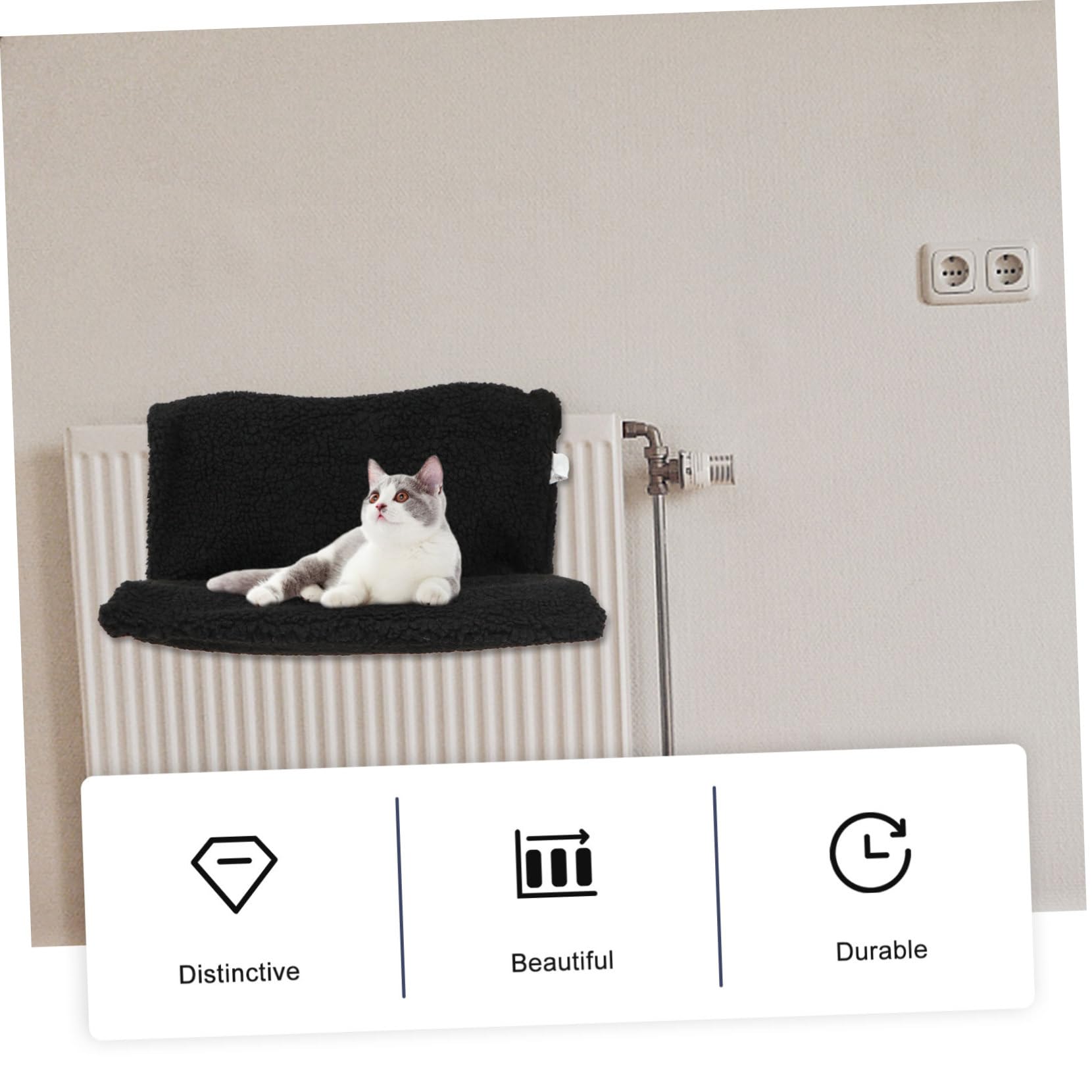 Hamac pour Chat de Radiateur à Cadre Métallique Noir