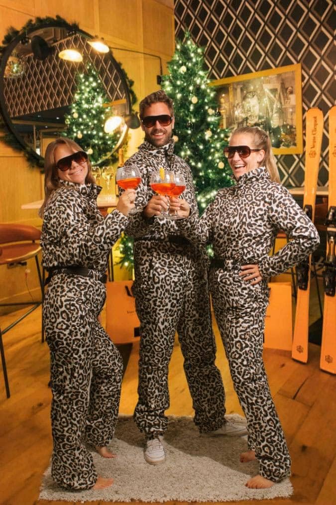 Funky Alps – Tuta da sci Panther Print – Panter Leopard – Tuta da sci – Tuta intera – Onesie – Impermeabile e antivento – Unisex – Stampa – Taglia S-XXL